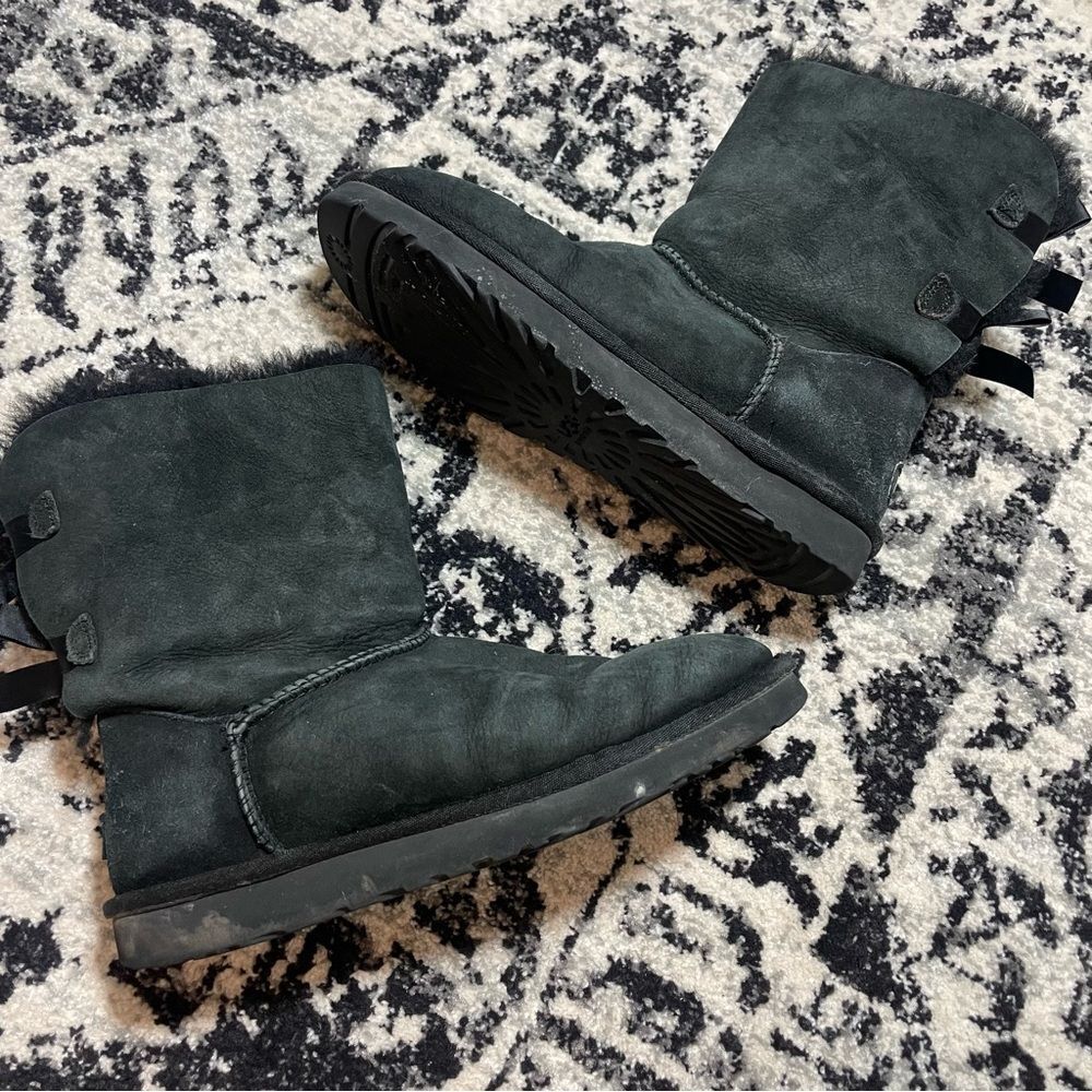 UGG Bailey Bow Black Shearling Winter Boots Shoes